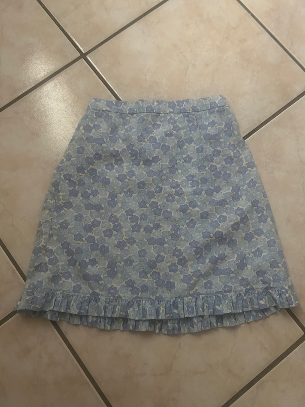 Laura Ashley Light Blue Floral Mini Skirt with Ruffle Hem